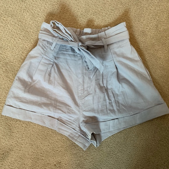 Blue Paperbag Waist Shorts - Picture 5 of 14